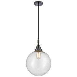 Downtown Caden Beacon 12"W Cord Black Mini Pendant w/ Seedy Shade