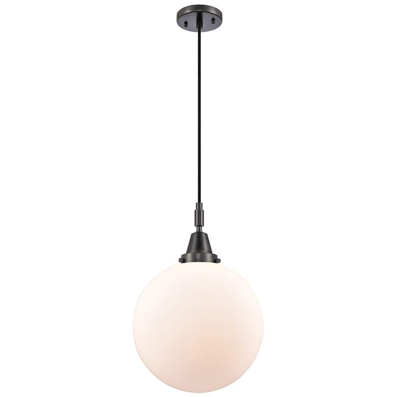 Image 1 Downtown Caden Beacon 12"W Cord Black Mini Pendant w/ White Shade