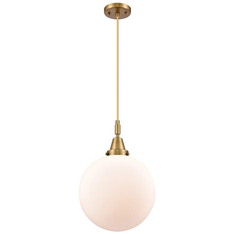 Image 1 Downtown Caden Beacon 12"W Cord Brass Mini Pendant w/ White Shade