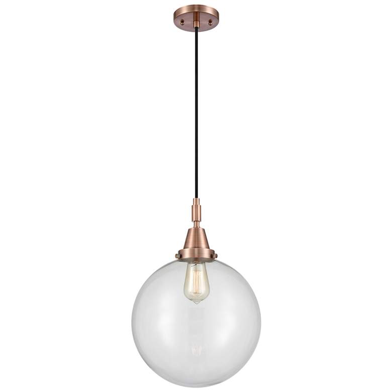 Image 1 Downtown Caden Beacon 12"W Cord Copper Mini Pendant w/ Clear Shade