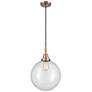 1_Downtown Caden Beacon 12"W Cord Copper Mini Pendant w/ Clear Shade
