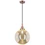 1_Downtown Caden Beacon 12"W Cord Copper Mini Pendant w/ Mercury Shade