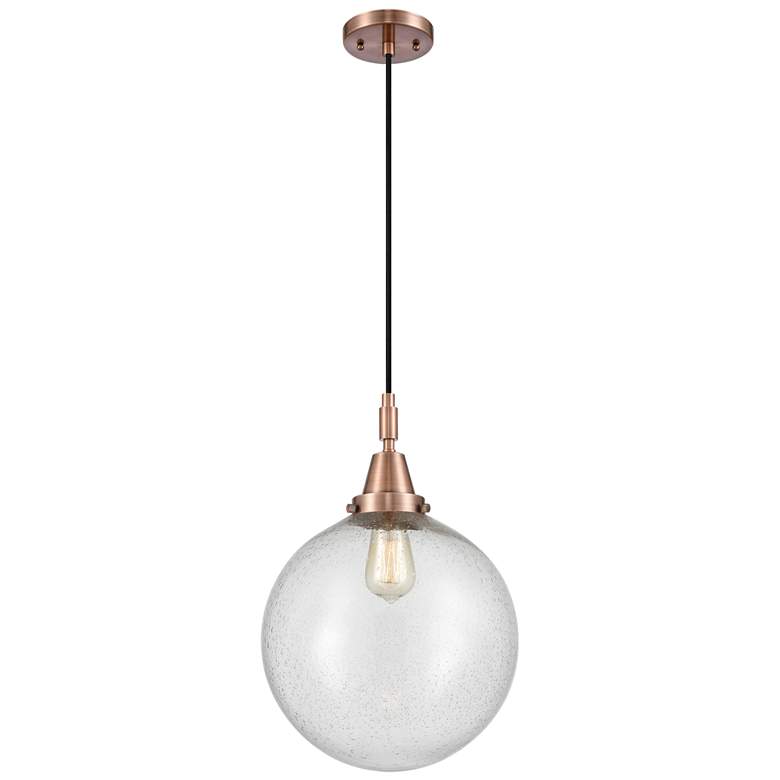 Image 1 Downtown Caden Beacon 12"W Cord Copper Mini Pendant w/ Seedy Shade