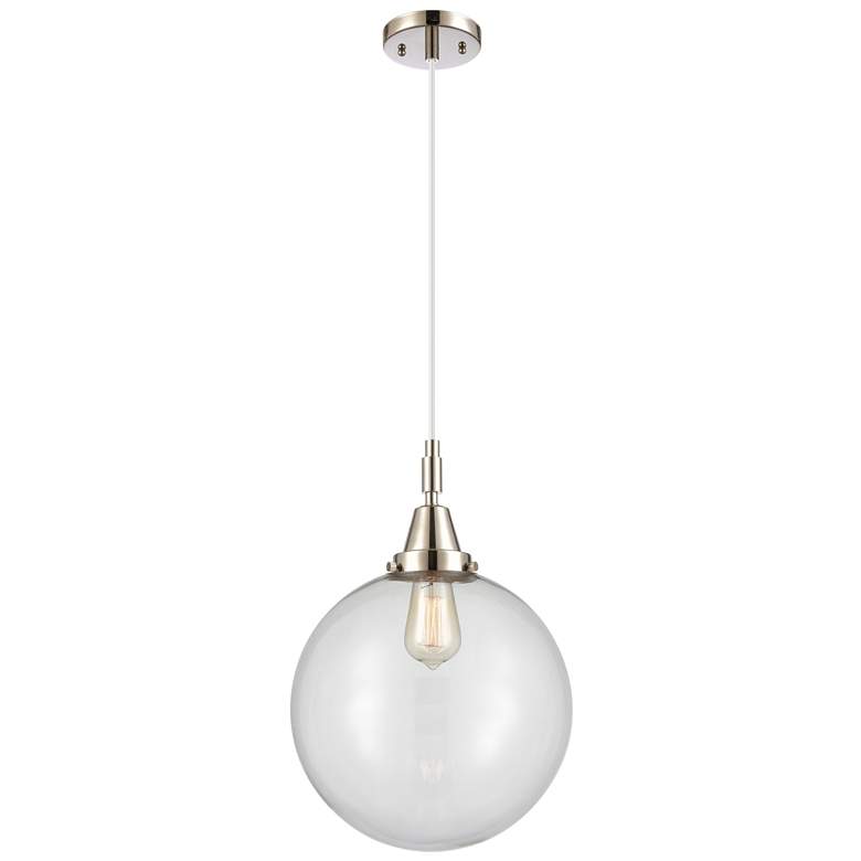 Image 1 Downtown Caden Beacon 12"W Cord Nickel Mini Pendant w/ Clear Shade