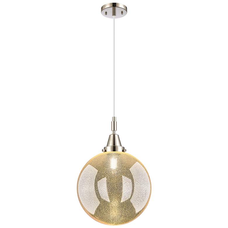 Image 1 Downtown Caden Beacon 12"W Cord Nickel Mini Pendant w/ Mercury Shade