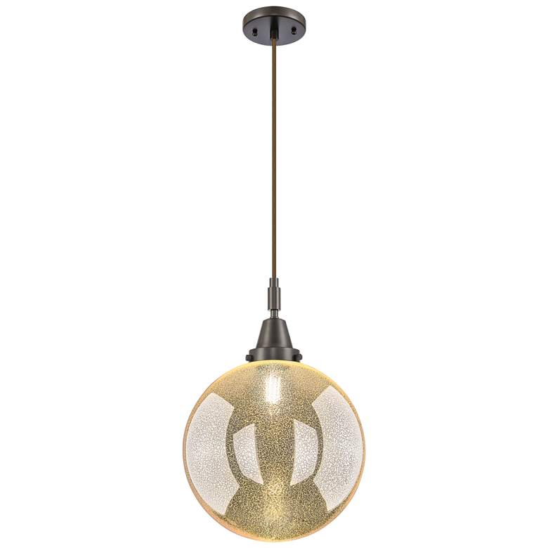 Image 1 Downtown Caden Beacon 12"W Cord Oiled Bronze Pendant w/ Mercury Shade