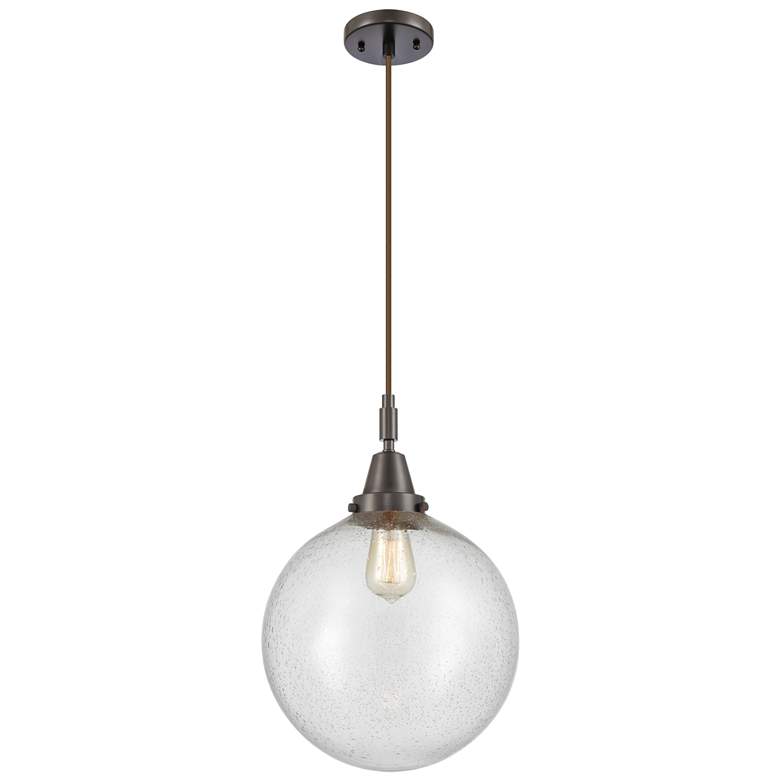 Image 1 Downtown Caden Beacon 12"W Cord Oiled Bronze Pendant w/ Seedy Shade