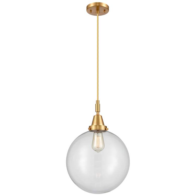 Image 1 Downtown Caden Beacon 12"W Cord Satin Gold Mini Pendant w/ Clear Shade