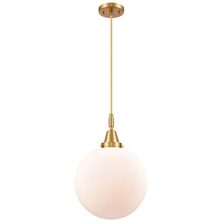 Image 1 Downtown Caden Beacon 12"W Cord Satin Gold Mini Pendant w/ White Shade