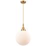 1_Downtown Caden Beacon 12"W Cord Satin Gold Mini Pendant w/ White Shade