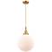 Downtown Caden Beacon 12"W Cord Satin Gold Mini Pendant w/ White Shade