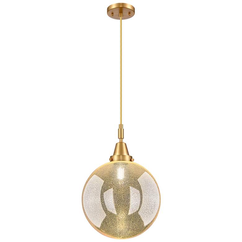 Image 1 Downtown Caden Beacon 12"W Cord Satin Gold Pendant w/ Mercury Shade