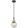 1_Downtown Caden Beacon 6"W Cord Black Brass Mini Pendant w/ Seedy Shade