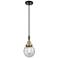 Downtown Caden Beacon 6"W Cord Black Brass Mini Pendant w/ Seedy Shade