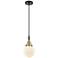 Downtown Caden Beacon 6"W Cord Black Brass Mini Pendant w/ White Shade