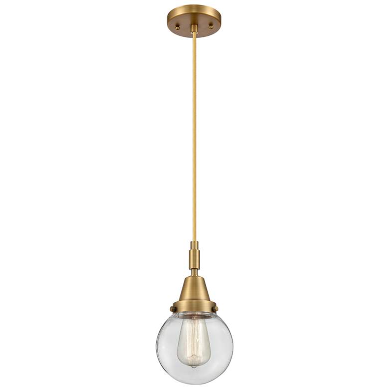 Image 1 Downtown Caden Beacon 6"W Cord Brass Mini Pendant w/ Clear Shade