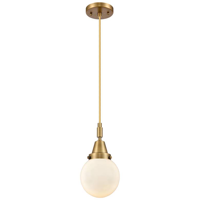 Image 1 Downtown Caden Beacon 6"W Cord Brass Mini Pendant w/ White Shade