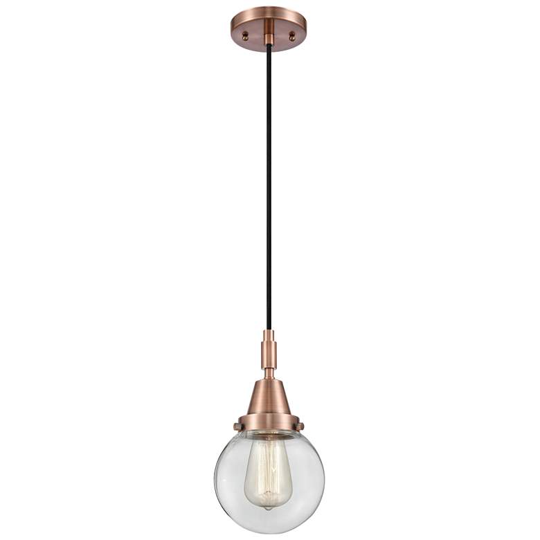 Image 1 Downtown Caden Beacon 6"W Cord Copper Mini Pendant w/ Clear Shade