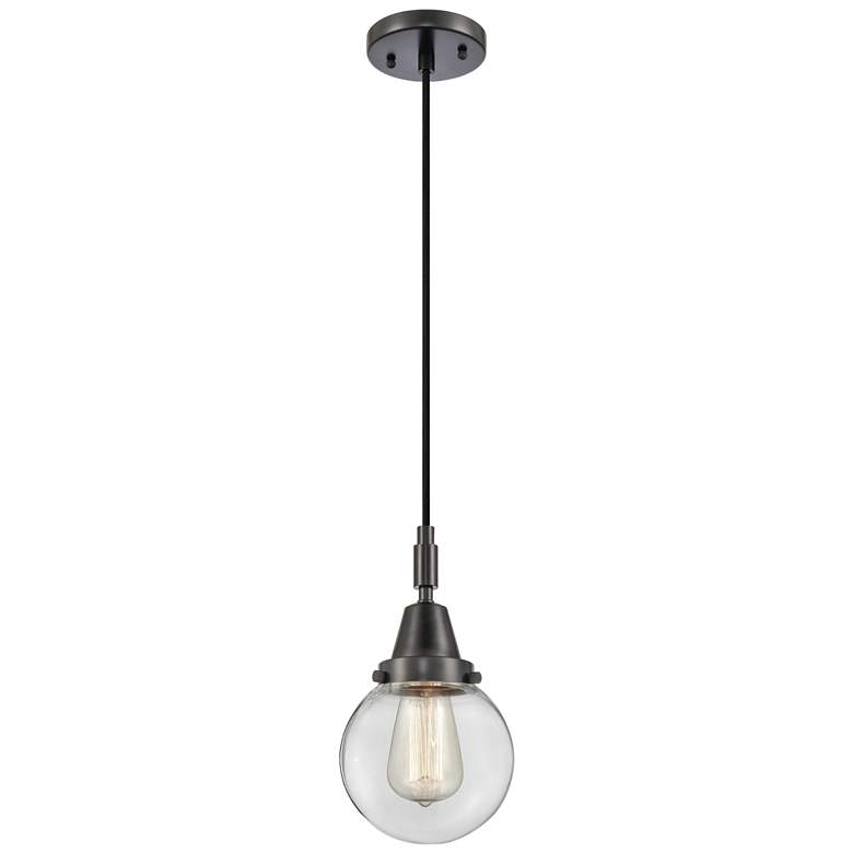 Image 1 Downtown Caden Beacon 6"W Cord Matte Black Mini Pendant w/ Clear Shade