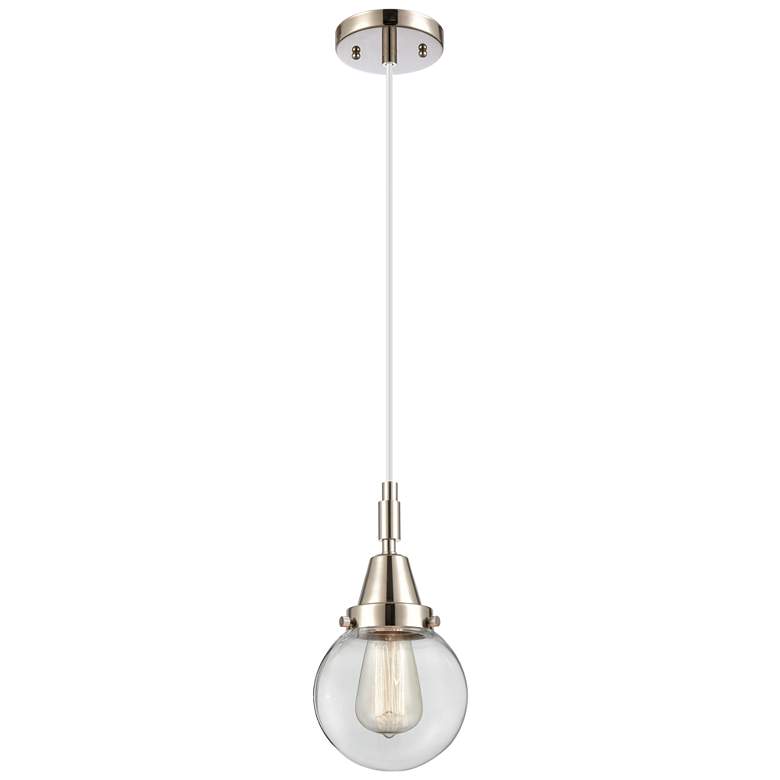 Image 1 Downtown Caden Beacon 6"W Cord Nickel Mini Pendant w/ Clear Shade