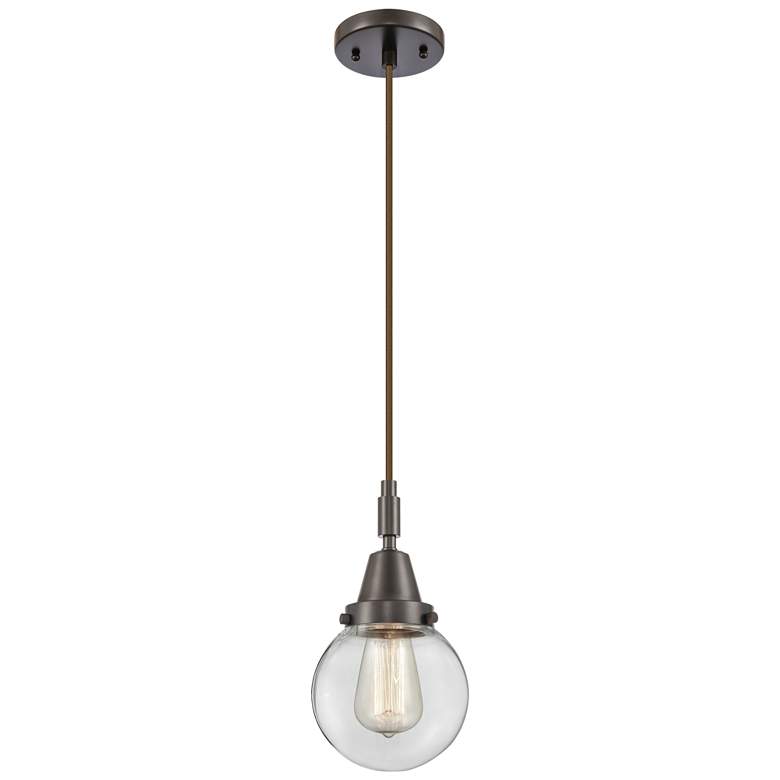 Image 1 Downtown Caden Beacon 6"W Cord Oiled Bronze Pendant w/ Clear Shade
