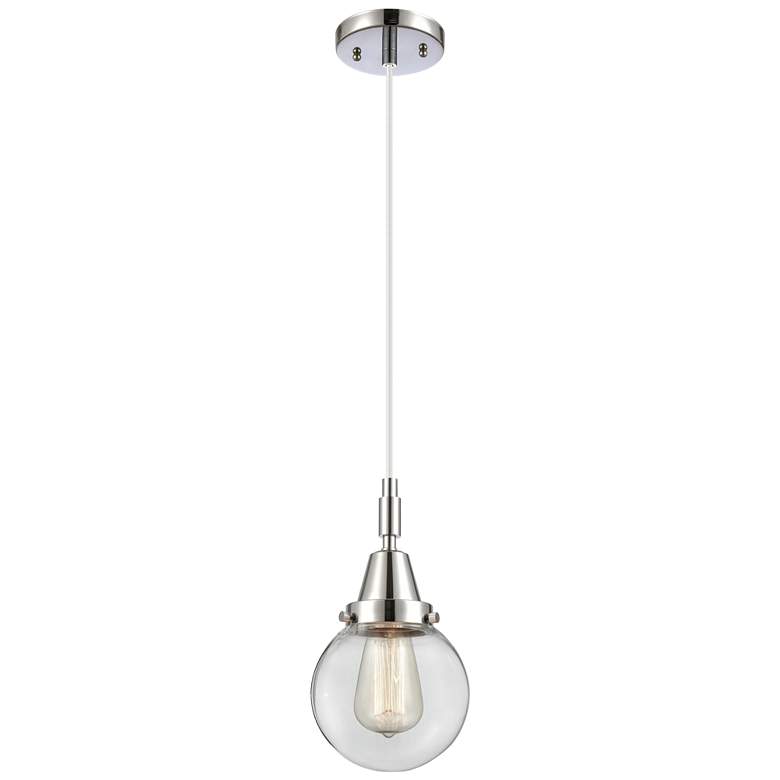 Image 1 Downtown Caden Beacon 6"W Cord Polished Chrome Pendant w/ Clear Shade