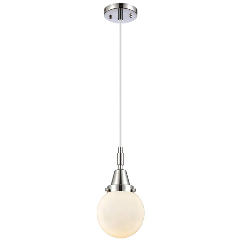 Image 1 Downtown Caden Beacon 6"W Cord Polished Chrome Pendant w/ White Shade