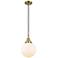 Downtown Caden Beacon 8"W Cord Antique Brass Pendant w/ White Shade