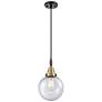 1_Downtown Caden Beacon 8"W Cord Black Brass Mini Pendant w/ Seedy Shade