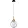 Downtown Caden Beacon 8"W Cord Black Brass Mini Pendant w/ Seedy Shade