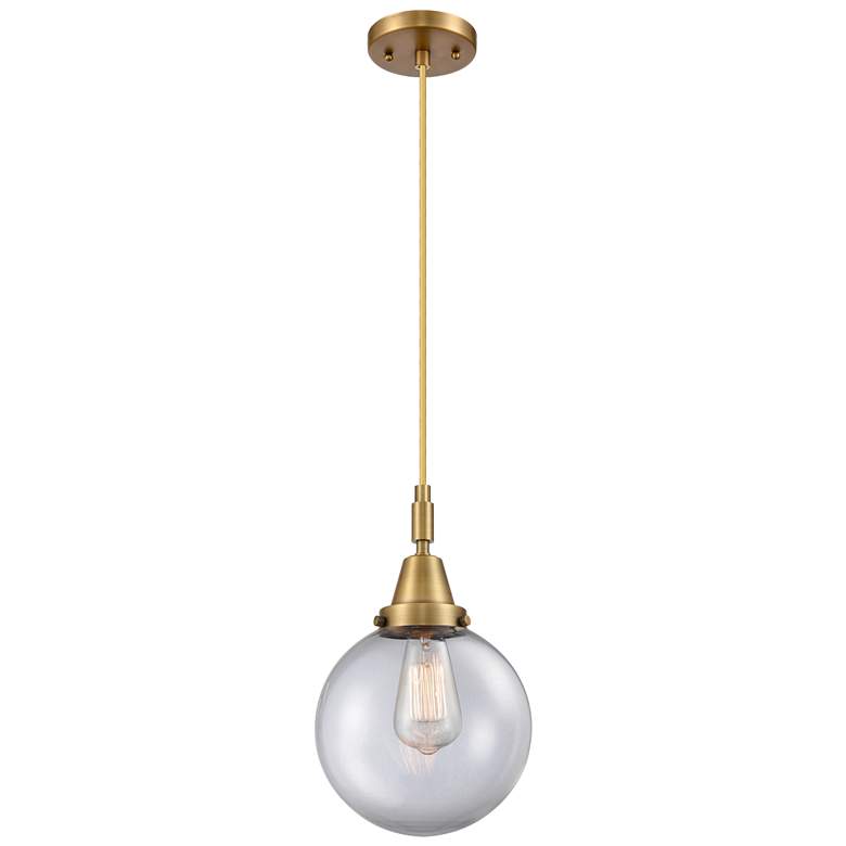 Image 1 Downtown Caden Beacon 8"W Cord Brass Mini Pendant w/ Clear Shade