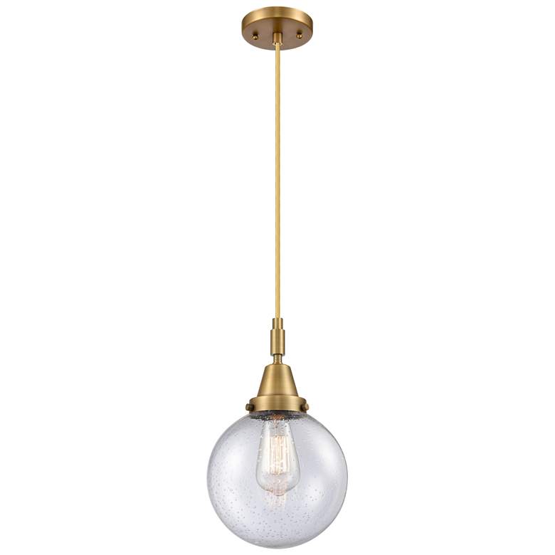 Image 1 Downtown Caden Beacon 8"W Cord Brass Mini Pendant w/ Seedy Shade