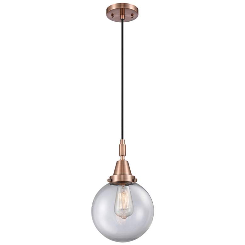 Image 1 Downtown Caden Beacon 8"W Cord Copper Mini Pendant w/ Clear Shade