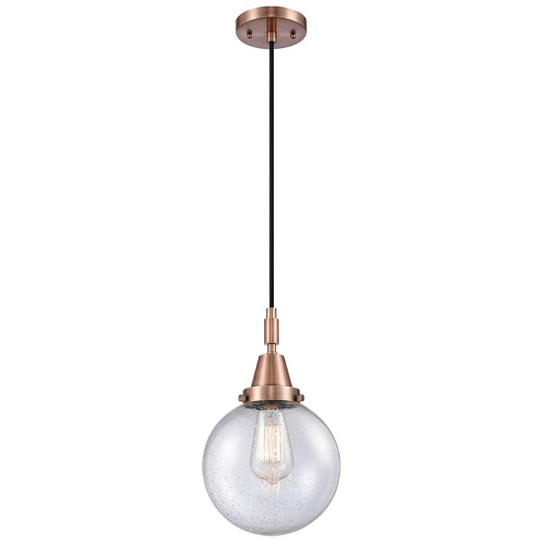 Image 1 Downtown Caden Beacon 8"W Cord Copper Mini Pendant w/ Seedy Shade