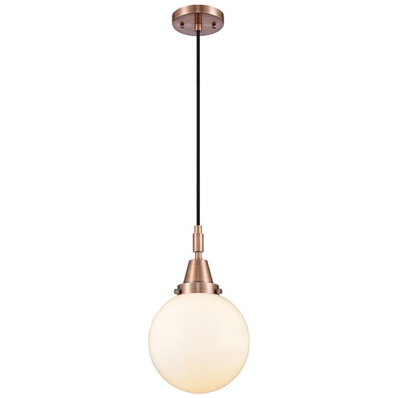 Image 1 Downtown Caden Beacon 8"W Cord Copper Mini Pendant w/ White Shade
