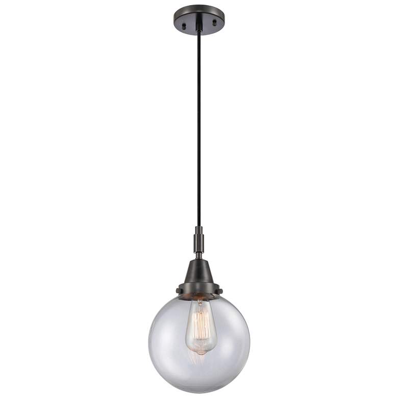 Image 1 Downtown Caden Beacon 8"W Cord Matte Black Mini Pendant w/ Clear Shade