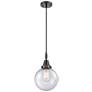 Downtown Caden Beacon 8"W Cord Matte Black Mini Pendant w/ Seedy Shade