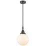 Downtown Caden Beacon 8"W Cord Matte Black Mini Pendant w/ White Shade