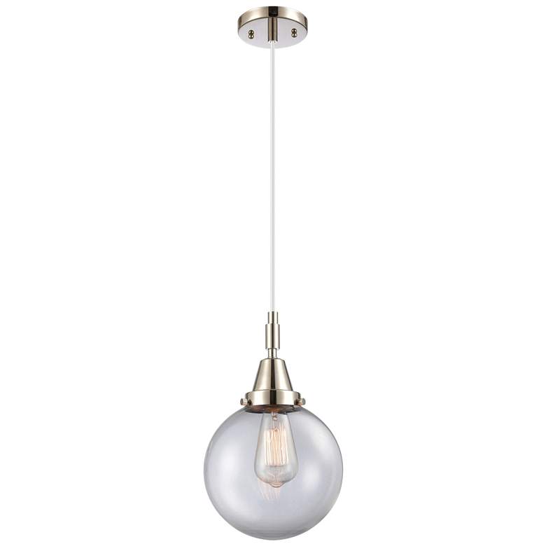 Image 1 Downtown Caden Beacon 8"W Cord Nickel Mini Pendant w/ Clear Shade