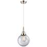 1_Downtown Caden Beacon 8"W Cord Nickel Mini Pendant w/ Clear Shade