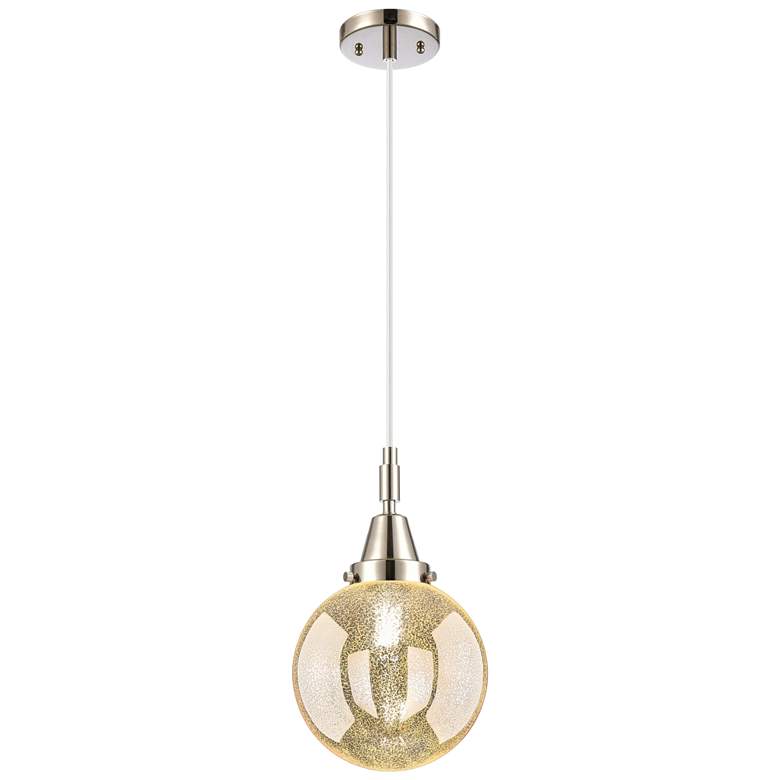 Image 1 Downtown Caden Beacon 8"W Cord Nickel Mini Pendant w/ Mercury Shade
