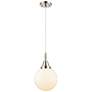 1_Downtown Caden Beacon 8"W Cord Nickel Mini Pendant w/ White Shade