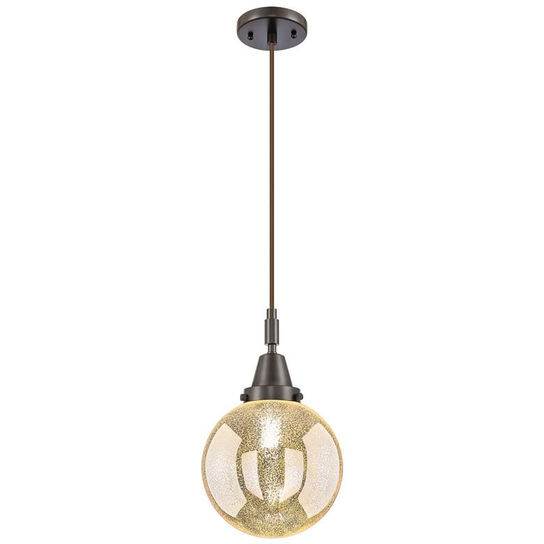 Image 1 Downtown Caden Beacon 8"W Cord Oiled Bronze Pendant w/ Mercury Shade