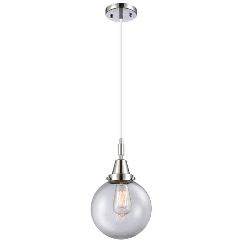 Image 1 Downtown Caden Beacon 8"W Cord Polished Chrome Pendant w/ Clear Shade