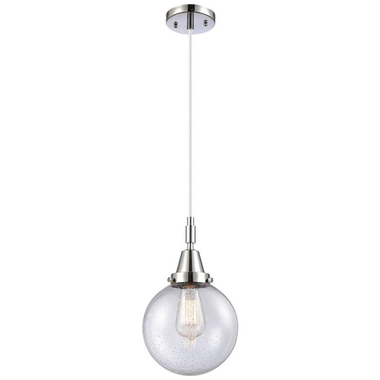 Image 1 Downtown Caden Beacon 8"W Cord Polished Chrome Pendant w/ Seedy Shade