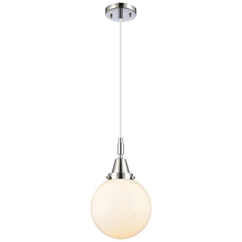 Image 1 Downtown Caden Beacon 8"W Cord Polished Chrome Pendant w/ White Shade