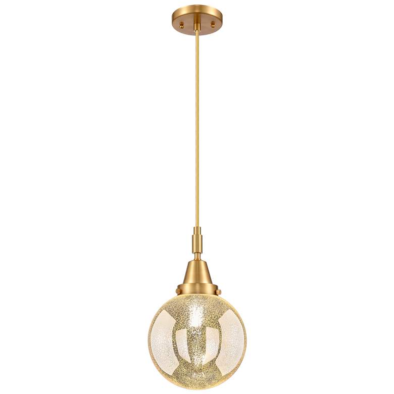 Image 1 Downtown Caden Beacon 8"W Cord Satin Gold Pendant w/ Mercury Shade