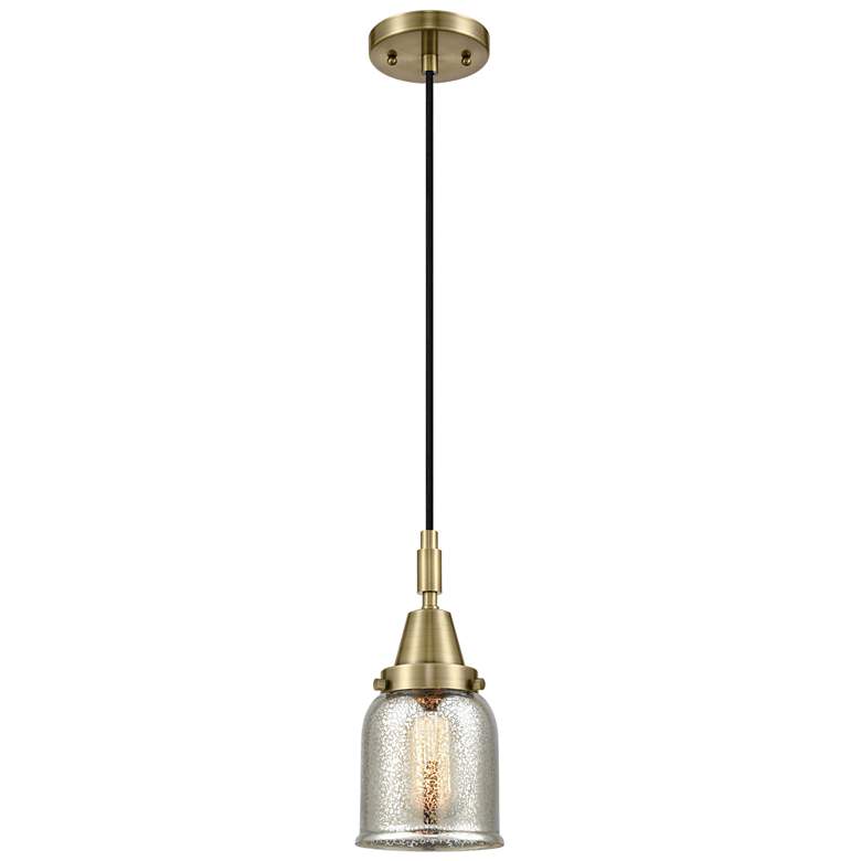 Image 1 Downtown Caden Bell 5"W Cord Antique Brass Pendant w/ Mercury Shade