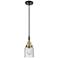 Downtown Caden Bell 5"W Cord Black Brass Mini Pendant w/ Seedy Shade