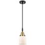 1_Downtown Caden Bell 5"W Cord Black Brass Mini Pendant w/ White Shade